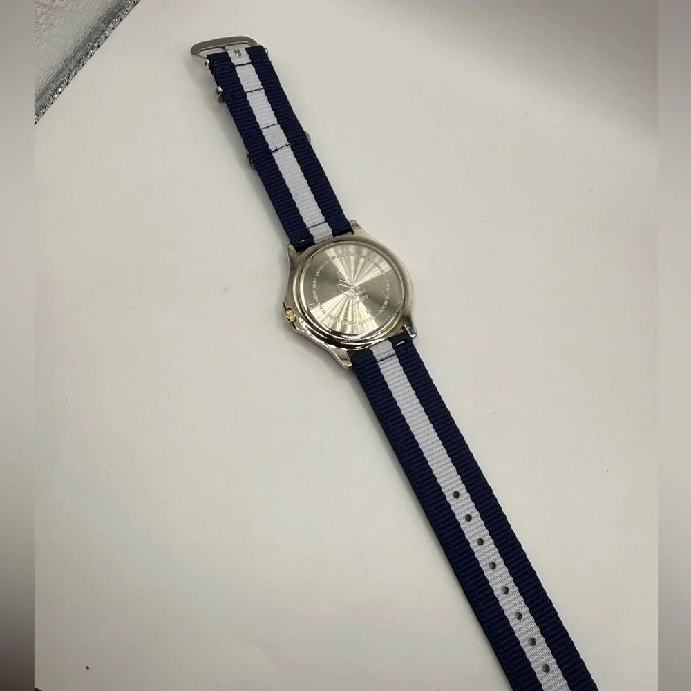 Nautica Vintage Moon Phase Watch 39mm Unisex Blue White Nylon Band (New Battery)